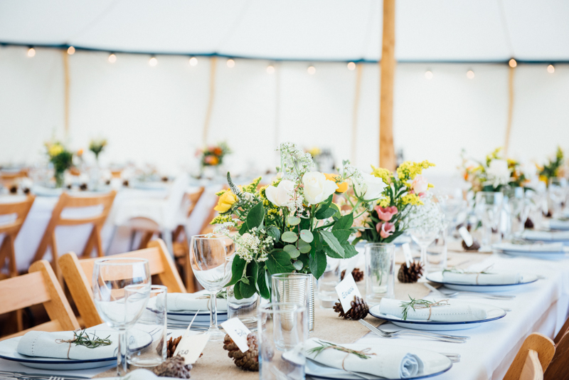 Wedding reception in alternative wedding marquee